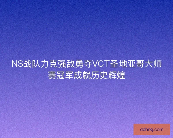 NS战队力克强敌勇夺VCT圣地亚哥大师赛冠军成就历史辉煌